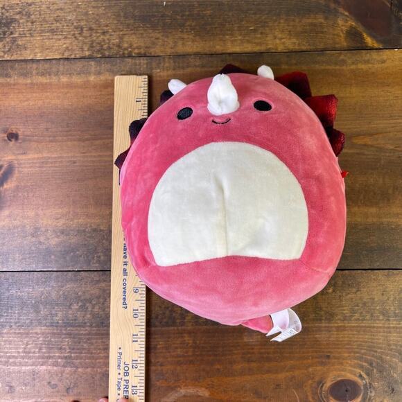 Squishmallows Tristan The Red Triceratops Kellytoy 8 Inch Squishy Soft Plush Toy - Picture 5 of 5